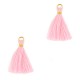 Ibiza style Tassel 1.5cm Gold - pink